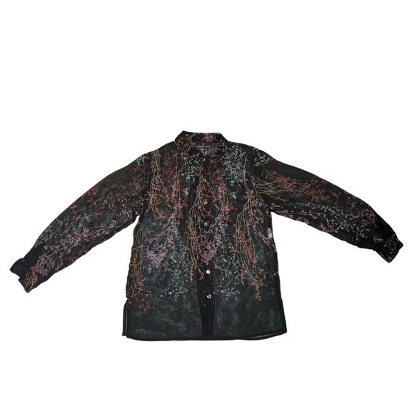 Vintage Carole Little Mesh Button Down Shirt Size 6 - Picture 2 of 7